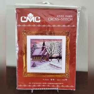 CMC Cross-Stitch Kit Winter Vintage Church Design FJ 023 ~ New In Open Package